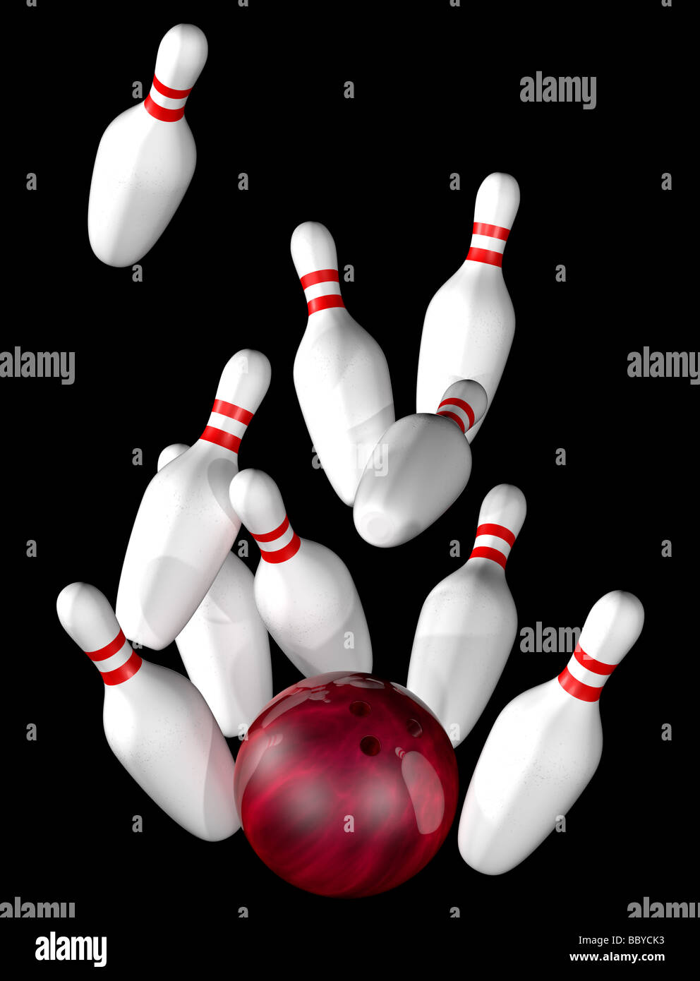 Illustration de bowling Strike isolated on black Banque D'Images