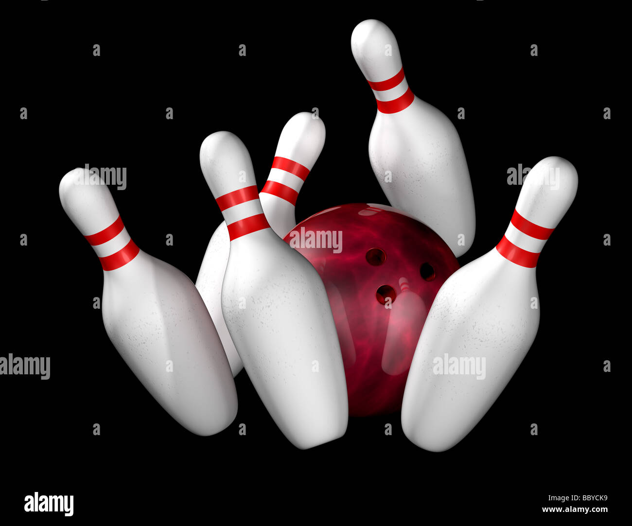 Illustration de bowling pins isolated on black Banque D'Images