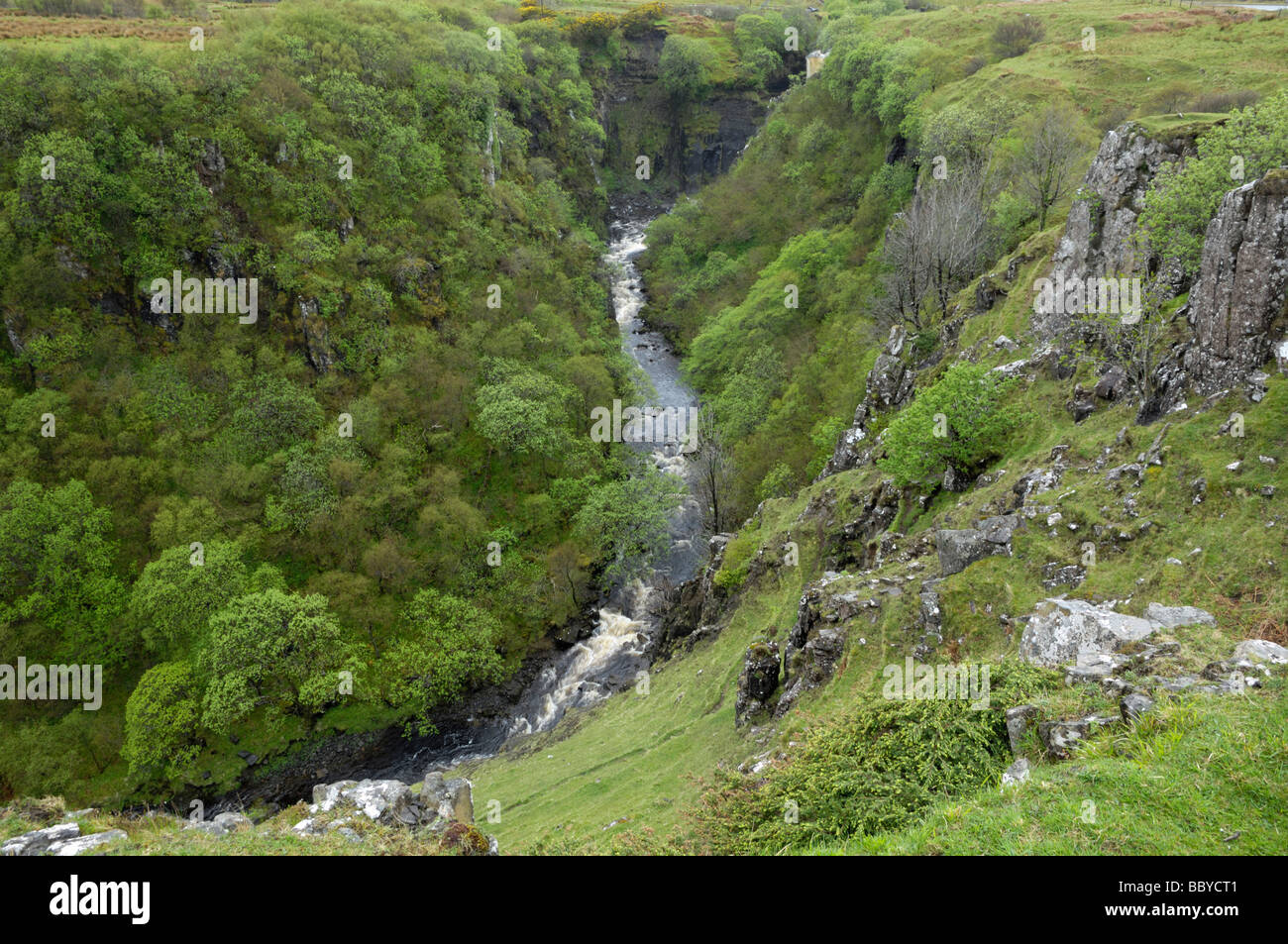 Lealt et la gorge de la rivière des cascades, Trotternish, île de Skye, Écosse Banque D'Images