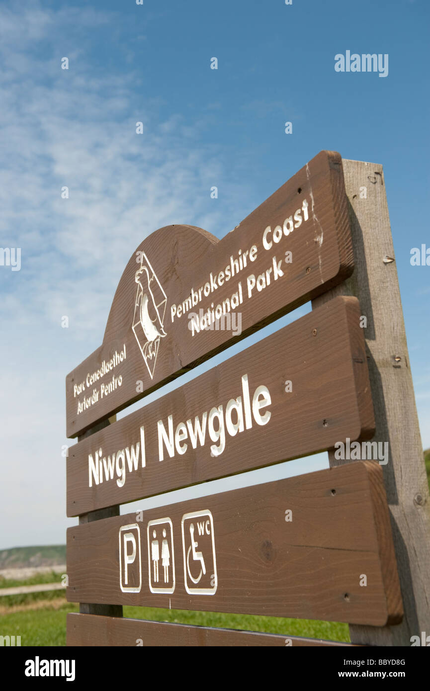 Inscrivez-vous sur Newgale Pembrokeshire Coast National Park Beach South West Wales UK Banque D'Images