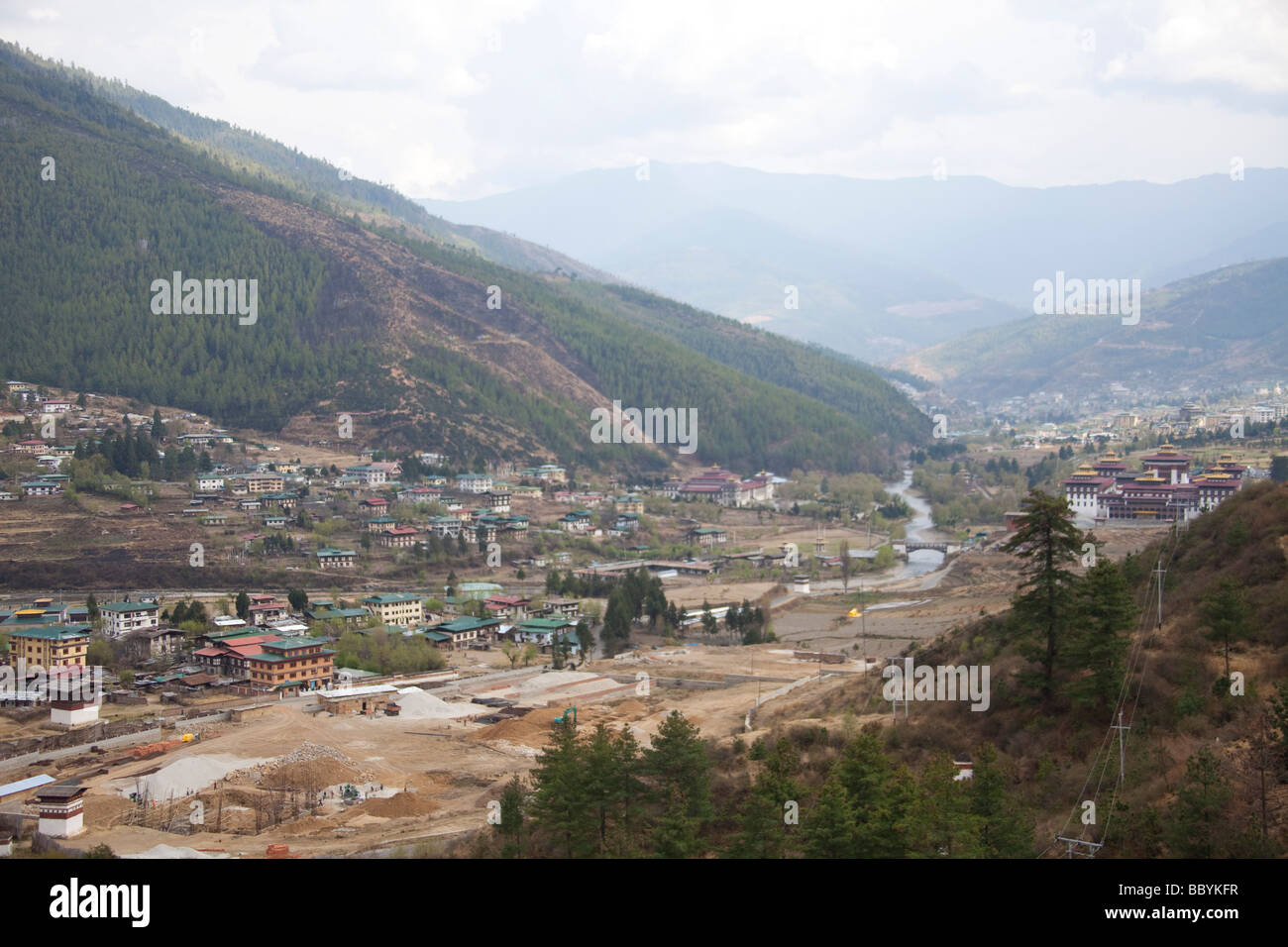 Vue générale de Thimphu, Bhoutan, Asie Banque D'Images