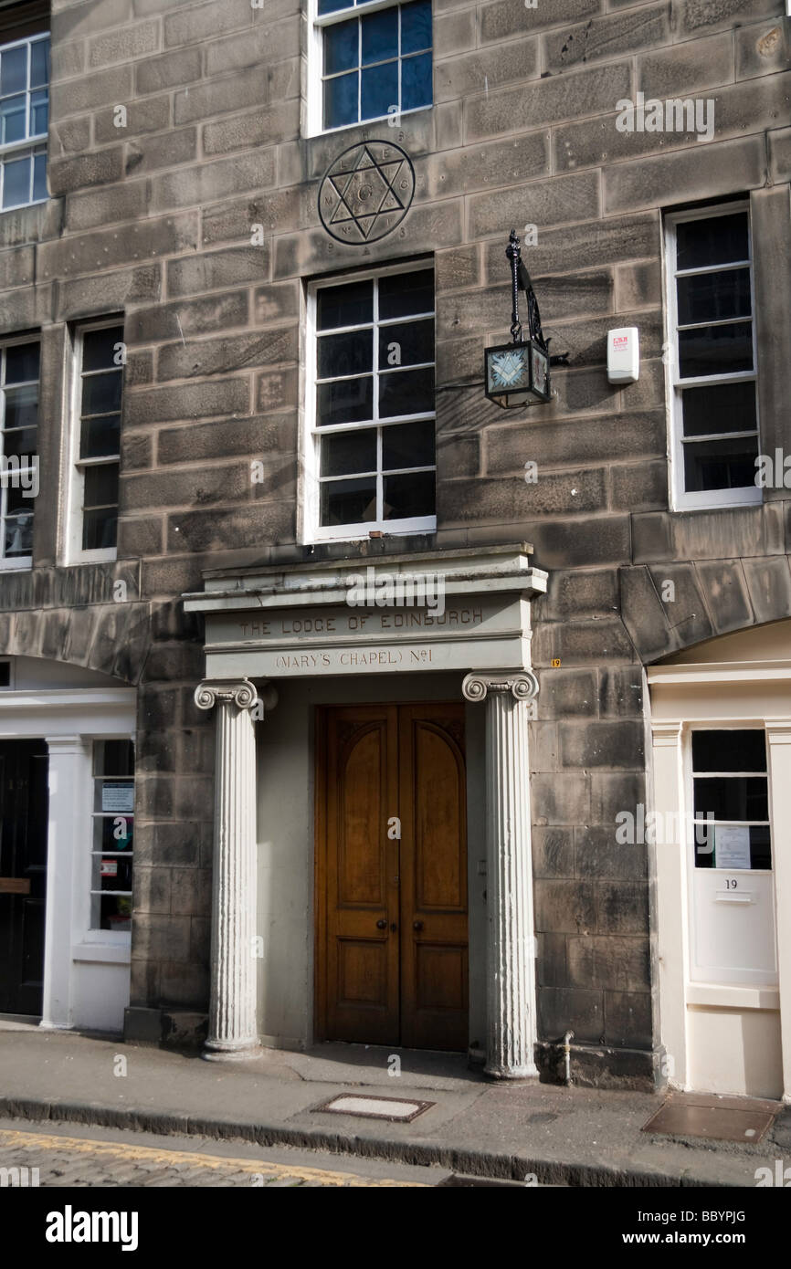 Vue de la loge d'Édimbourg (Mary's Chapel) No 1 sur Hill Street à Édimbourg Banque D'Images