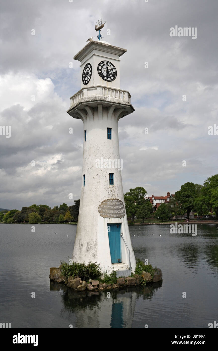 Le Capitaine Scott Memorial' Phare dans Roath Park, Cardiff au Pays de Galles Banque D'Images