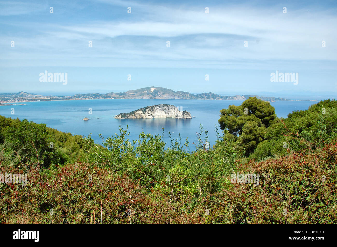 L 'île de la tortue" de Marathonisi dans le parc national de la mer de Laganas, Zante, Keri en Grèce. Banque D'Images