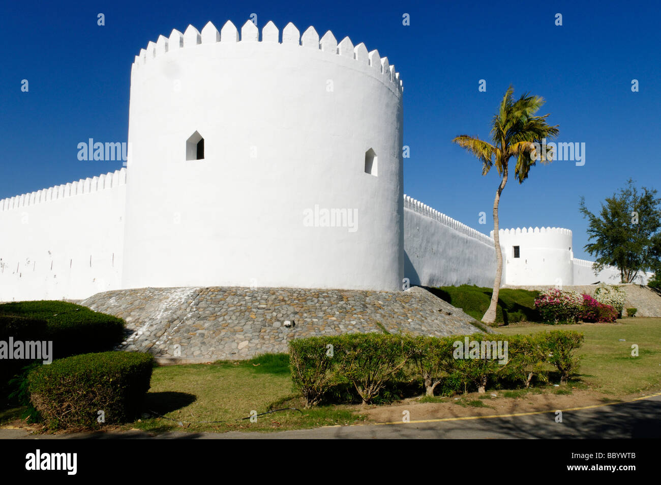 Adobe structure historique Sohar Fort ou château, Batinah Région, Sultanat d'Oman, l'Arabie, Moyen-Orient Banque D'Images