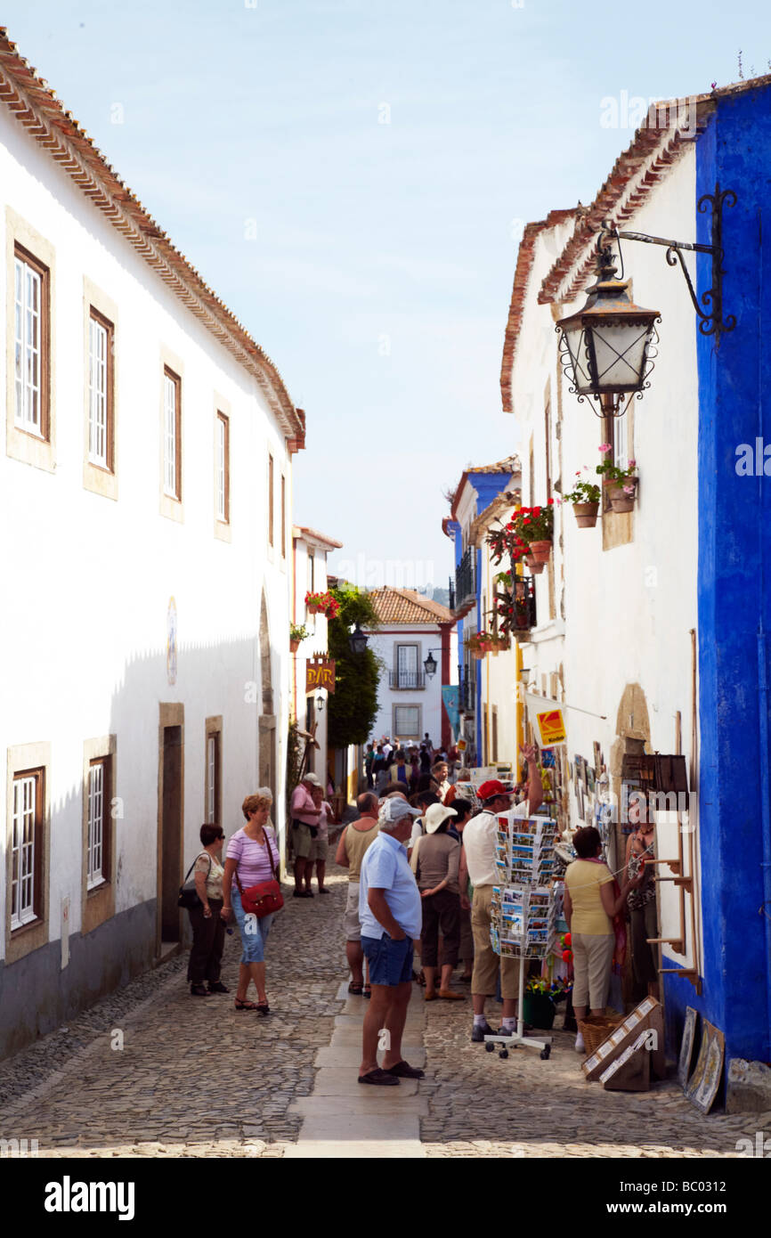 Scène de rue, Obidos, Portugal Banque D'Images