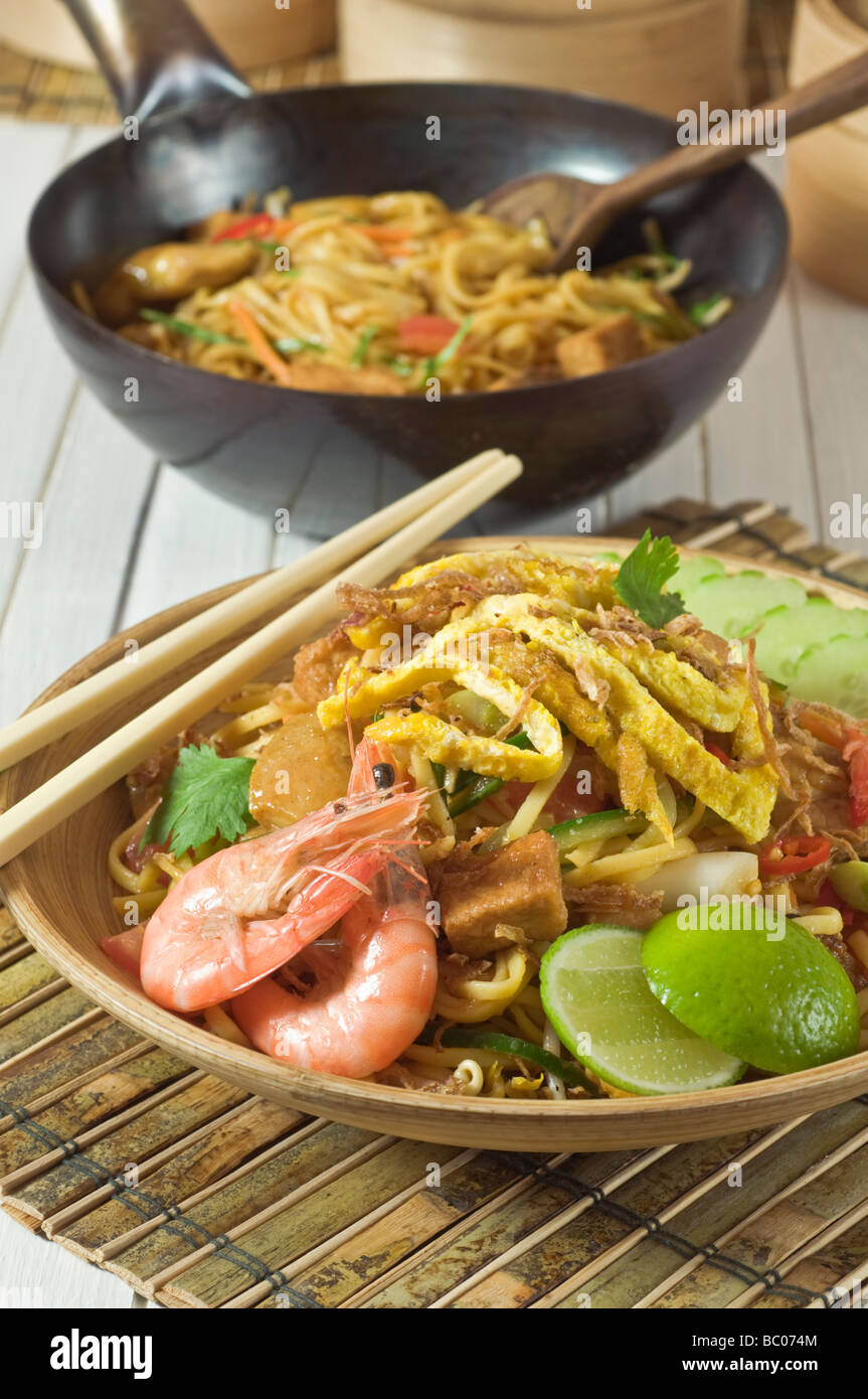 Mee goreng Indonésie Malaisie Singapour nouilles frites Food Banque D'Images