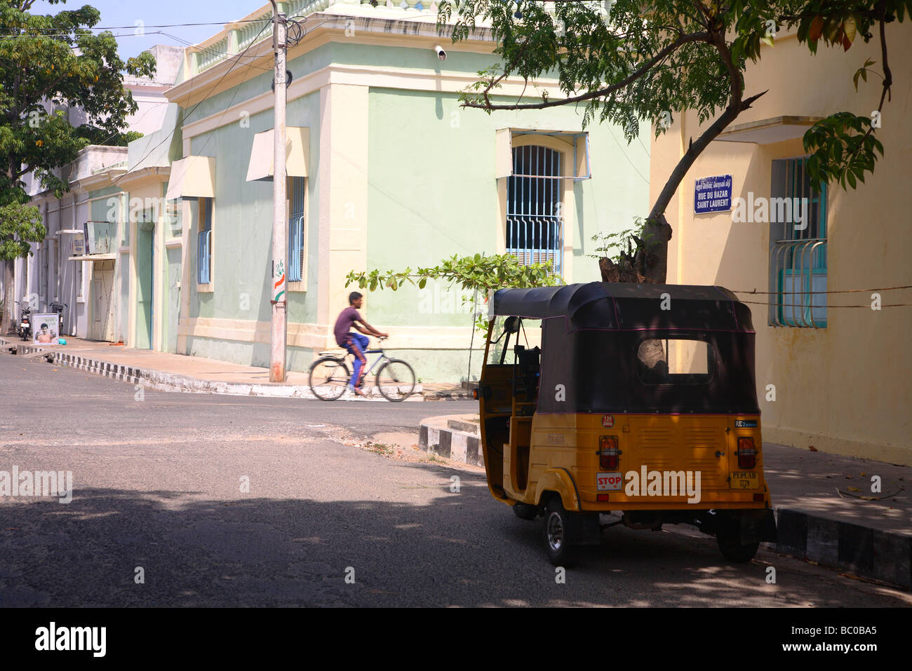 L'Inde, le Tamil Nadu, Puducherry, Pondicherry, partie française rues patrimoine Banque D'Images