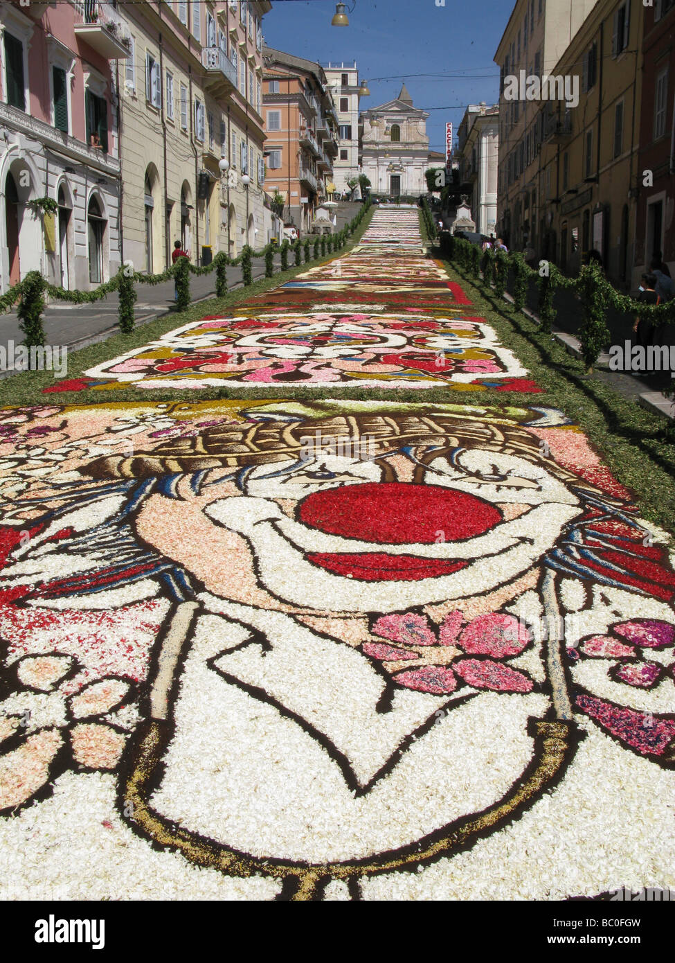 Tapis de Fleurs pétales dessins festival à genzano, lazio 2009 Banque D'Images