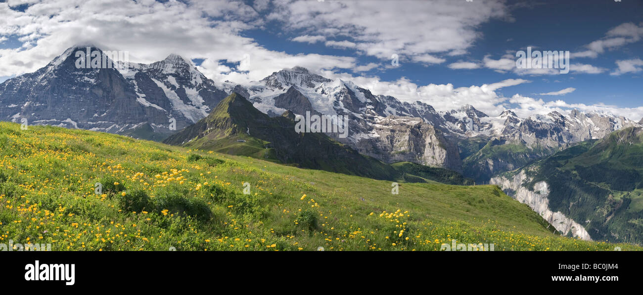 Eiger, Mönch, Jungfrau de Männlichen. Oberland Bernois. La Suisse. Banque D'Images