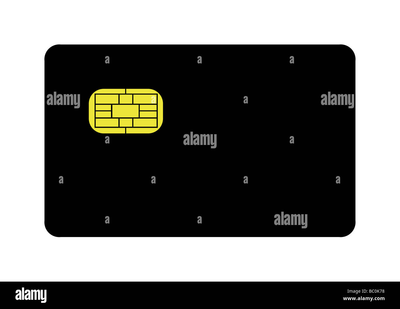 Carte de crédit vide noir avec de l'or bande EMV isolé sur fond blanc Banque D'Images