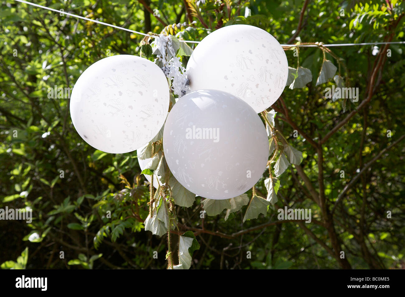 Trois ballons blanc Banque D'Images