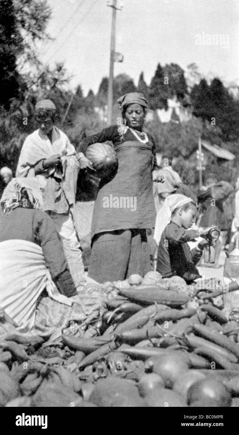 Un marché d'alimentation à Darjeeling, West Bengal, India, c1910. Artiste : Inconnu Banque D'Images