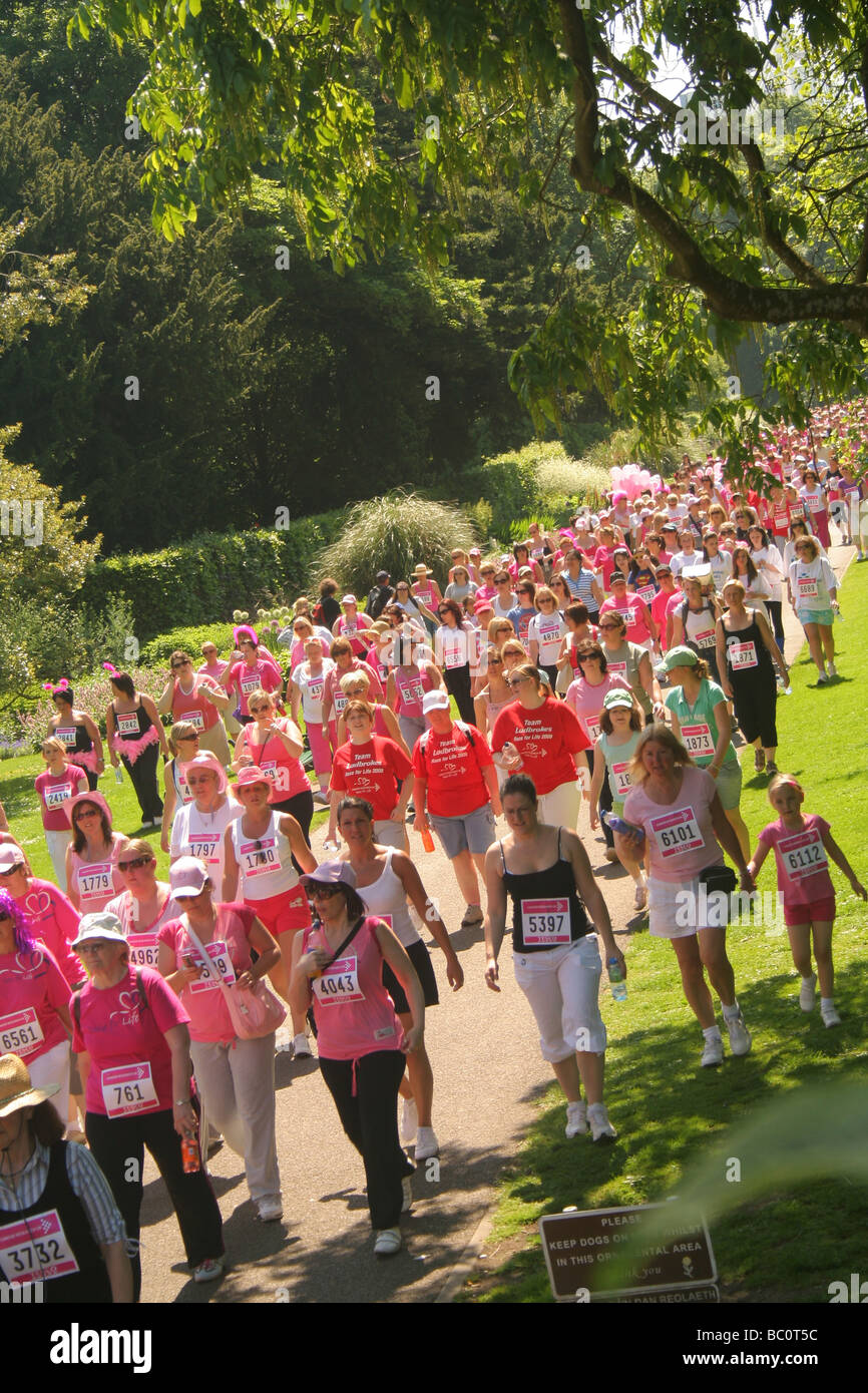 Les coureurs de la course pour la vie manifestation Cardiff South Glamorgan South Wales UK Banque D'Images Les coureurs de la course pour la vie manifestation Cardiff South Glamorgan South Wales UK Banque D'Images