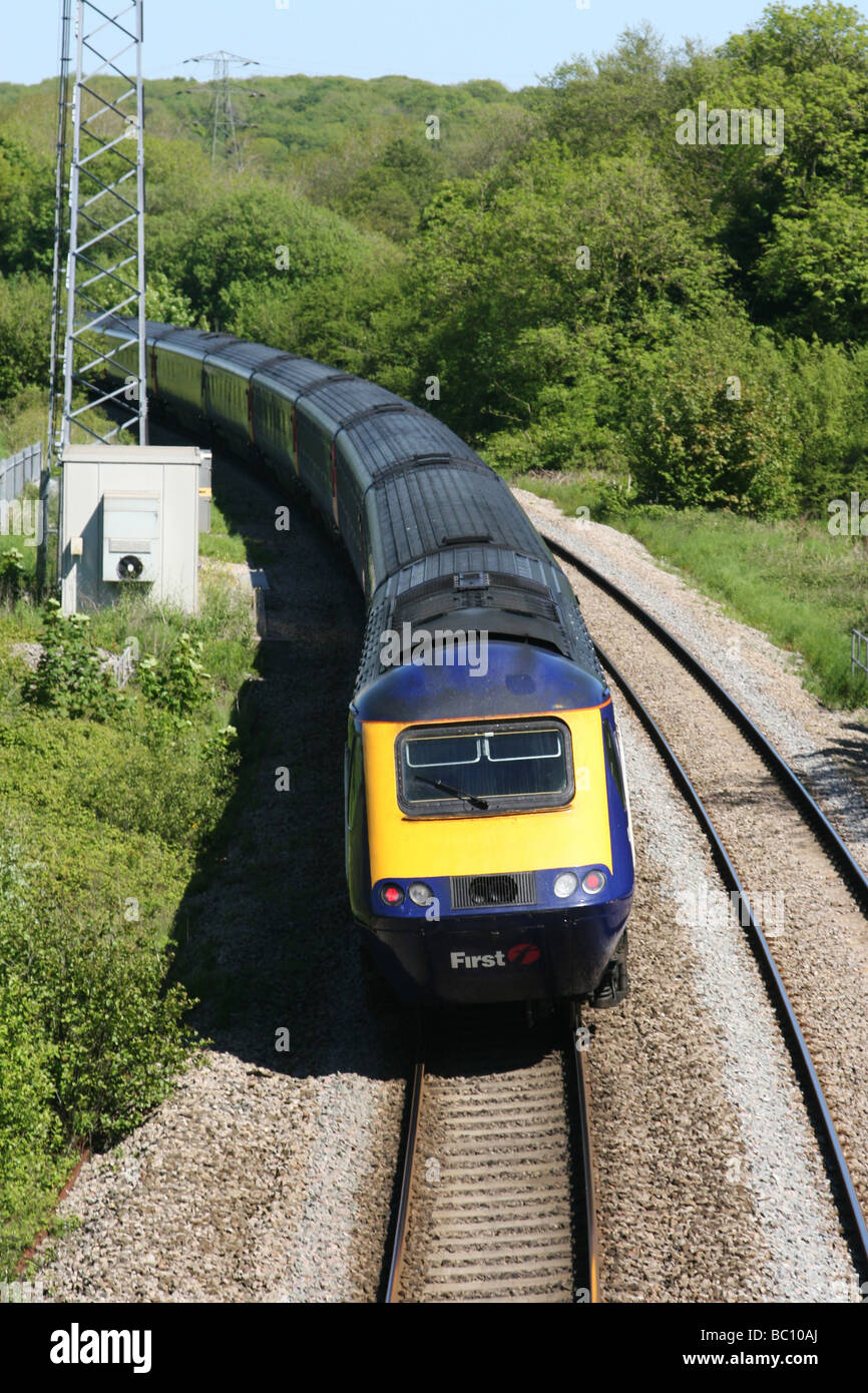 Swansea train Cwrt Coleman nr Bridgend Glamorgan South Wales UK Banque D'Images