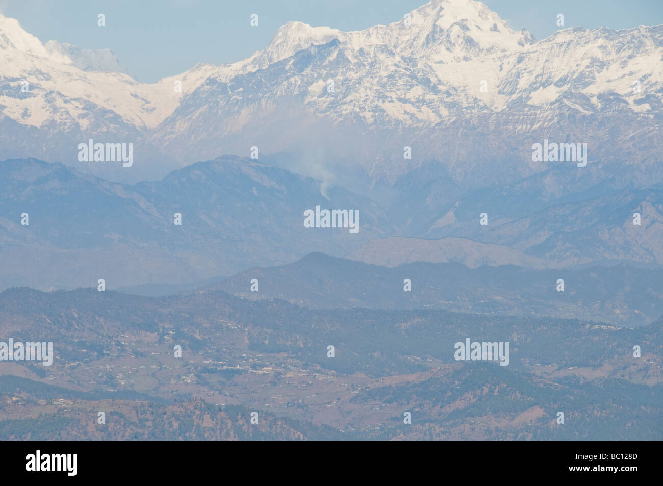 Pics de l'Himalaya indien, l'Uttaranchal, Inde du Nord, bordé par la Chine Banque D'Images