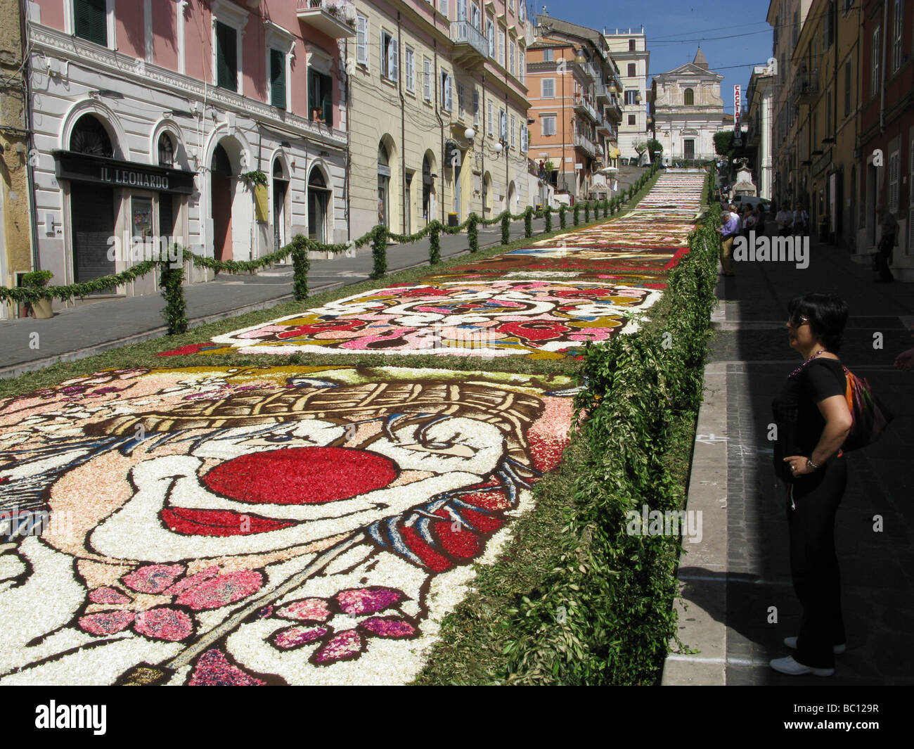 Tapis de Fleurs pétales dessins festival à genzano, lazio 2009 Banque D'Images