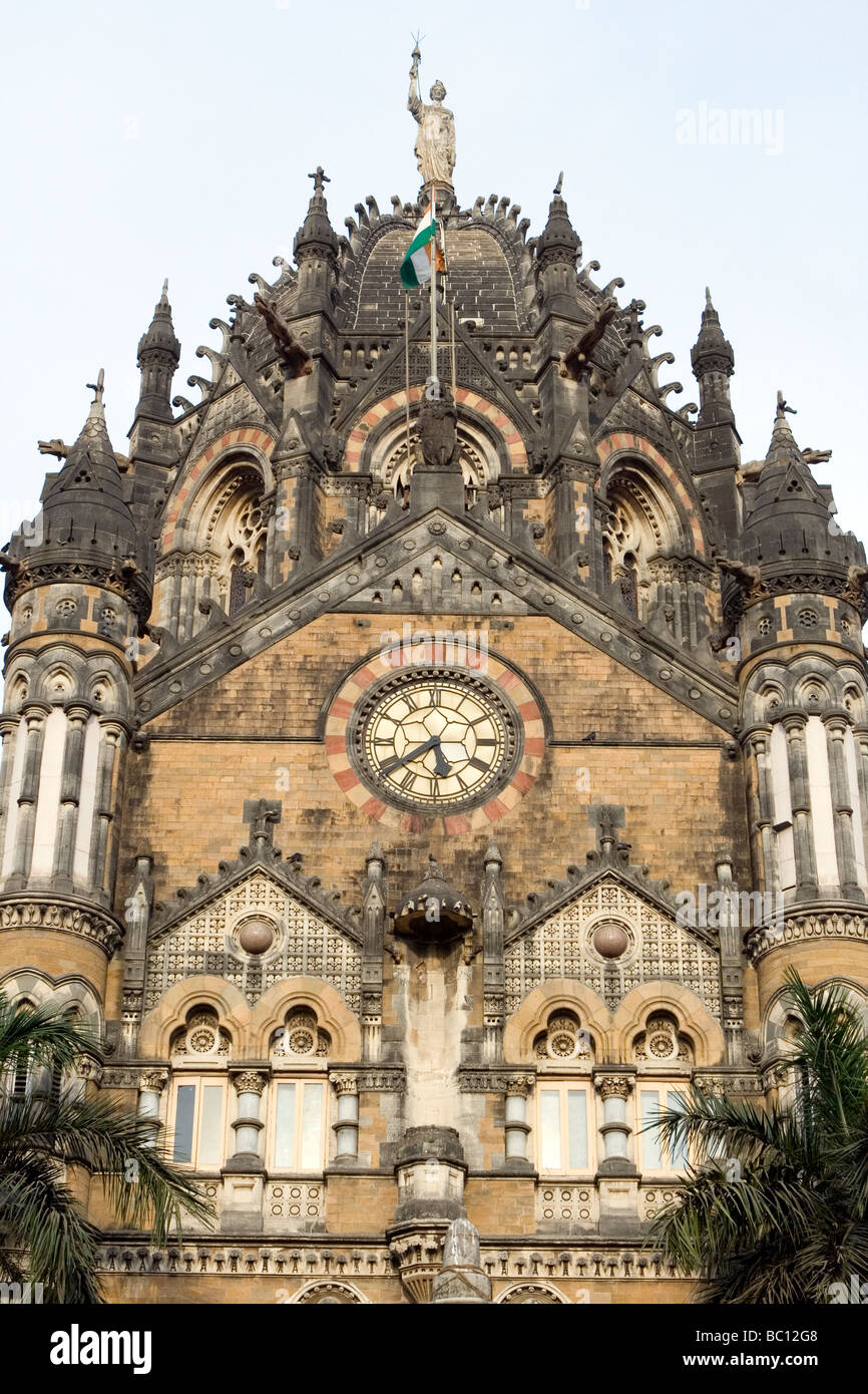 Victoria Terminus, La Gare Chhatrapati Shivaji - gare ferroviaire historique à Mumbai, Inde Banque D'Images