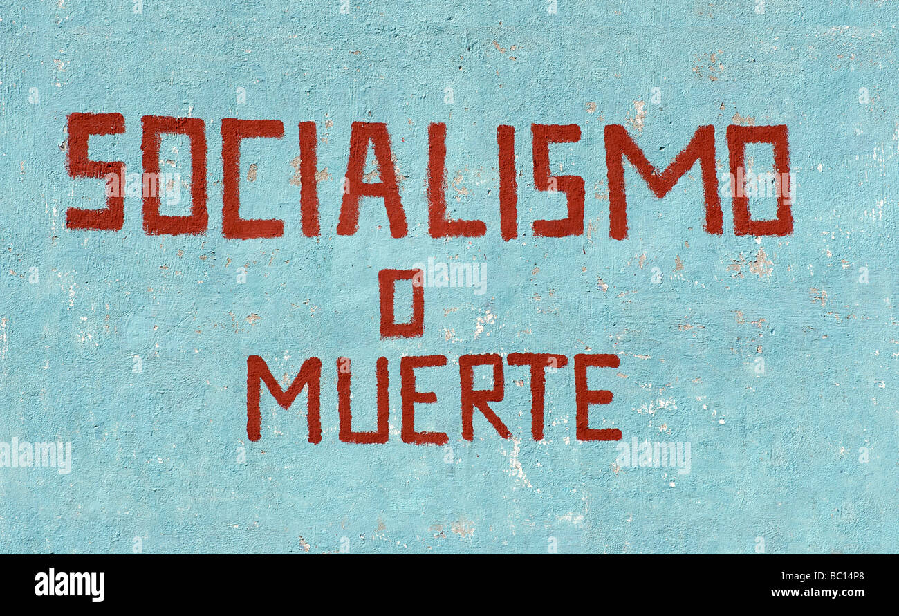 Peinture murale de Cuba. La propagande socialiste. SOCIALISMO O MUERTE. Le socialisme OU LA MORT. CUBA Banque D'Images