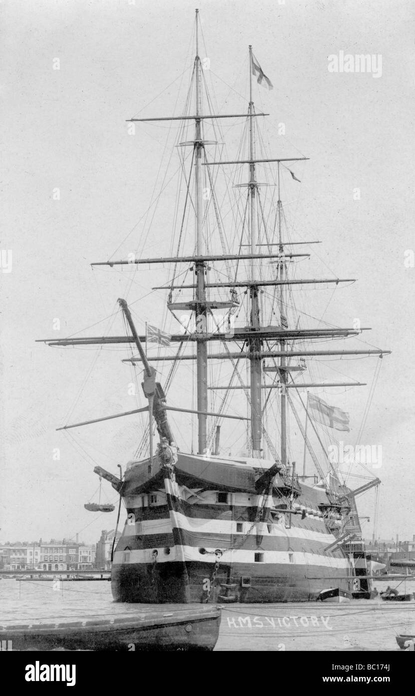 Le HMS 'victoire', Portsmouth, Hampshire, 20e siècle. Artiste : Inconnu Banque D'Images