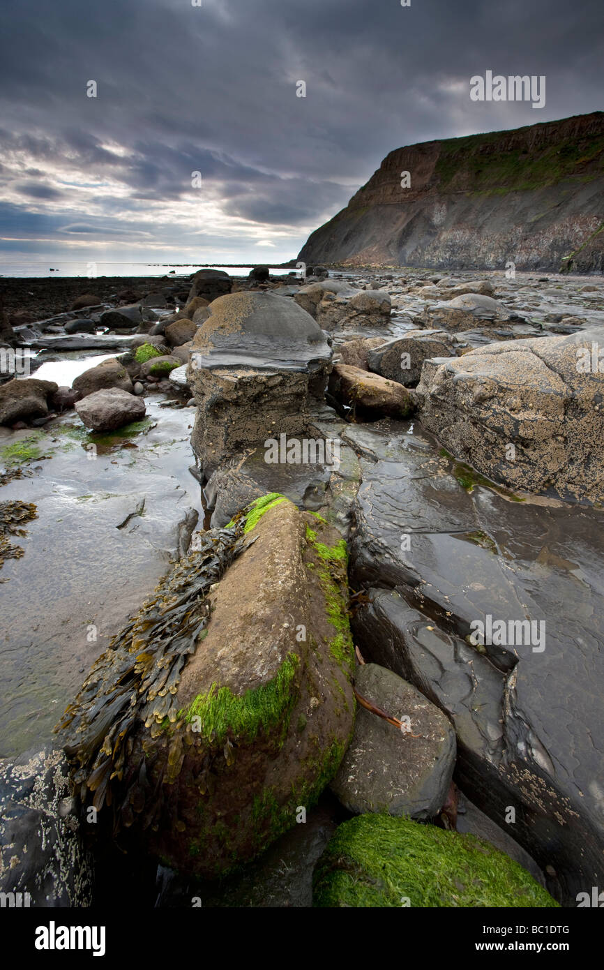 Falaises et Port Mulgrave Rosedale Rosedale Wyke Yorkshire du Nord Côte entre patrimoine et Staithes Runswick Bay Banque D'Images