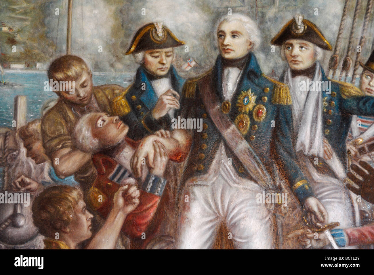 La peinture de l'amiral Nelson avec bras blessé pendant la bataille de Santa Cruz de Tenerife en 1797 Banque D'Images