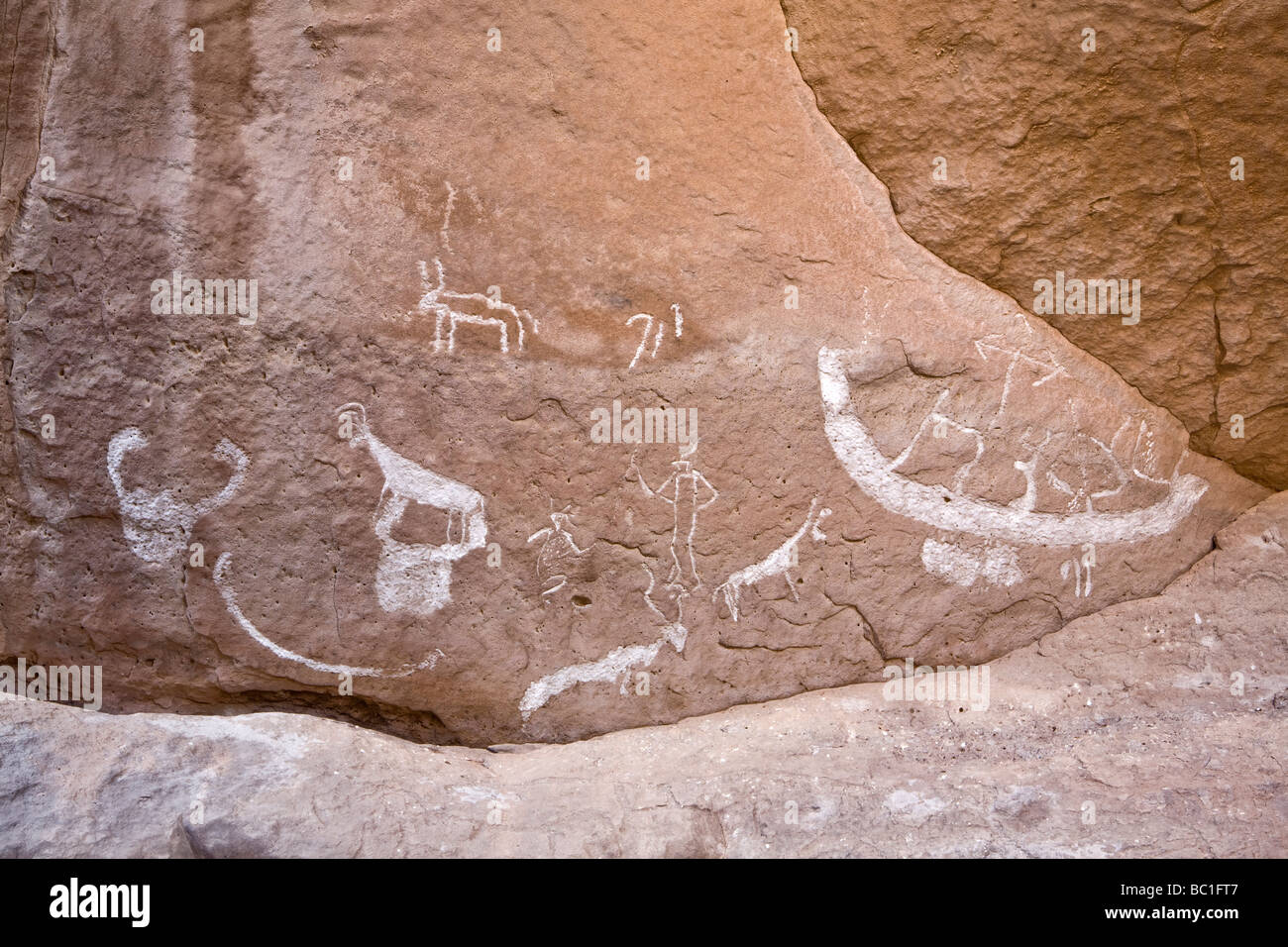 Site d'art rupestre célèbre Winklers 18 dans Wadi el Kash dans le désert oriental d'Égypte. Redécouverte en 2004 et ré-enregistré Banque D'Images