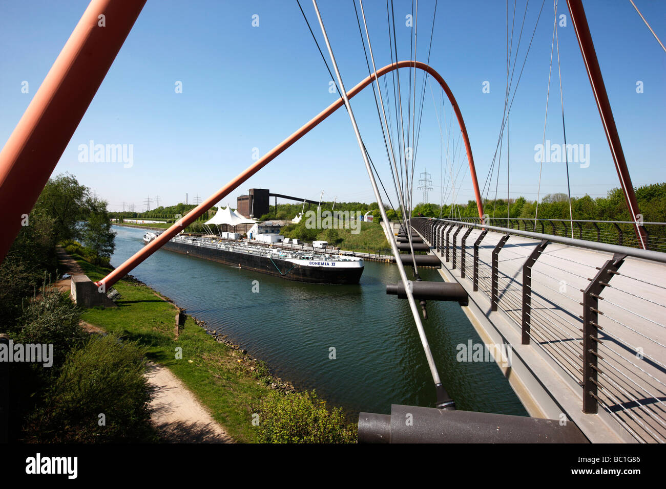 Pont sur l'arc double canal Rhin Herne, Gelsenkirchen, Allemagne Banque D'Images