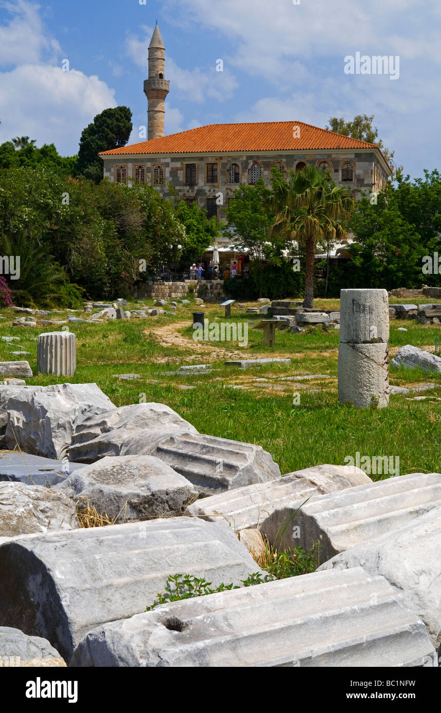 Ruines de l'Agora une ancienne ville grecque et romaine dans l'île grecque de Kos dans la chaîne du Dodécanèse Banque D'Images