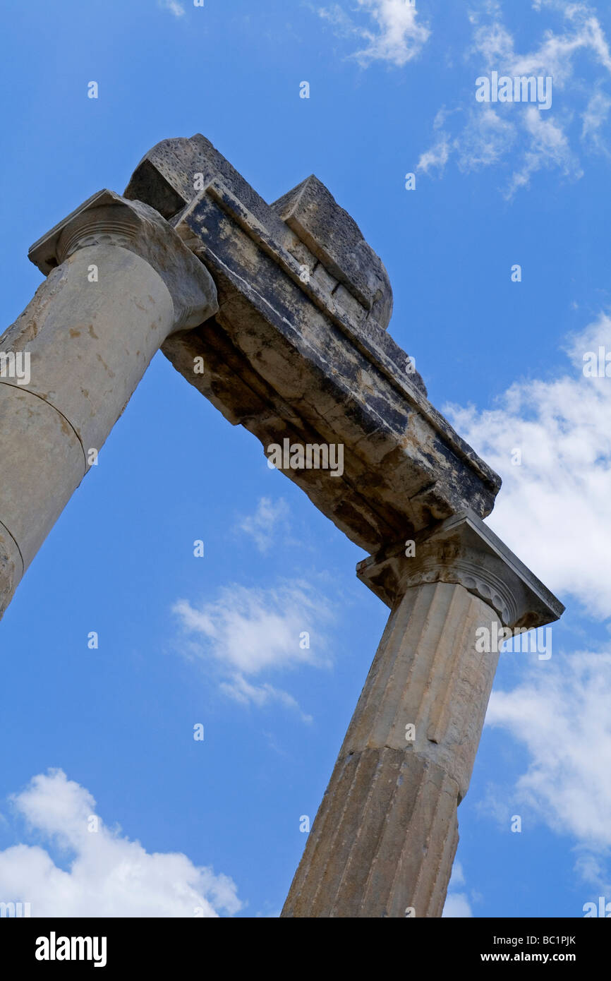 Ruines de l'Agora une ancienne ville grecque et romaine dans l'île grecque de Kos dans la chaîne du Dodécanèse Banque D'Images