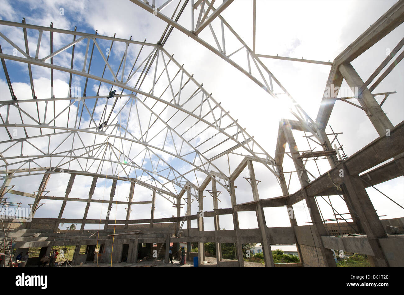 Saint Eustache Adventist Church construction d'un nouveau toit et plancher Banque D'Images