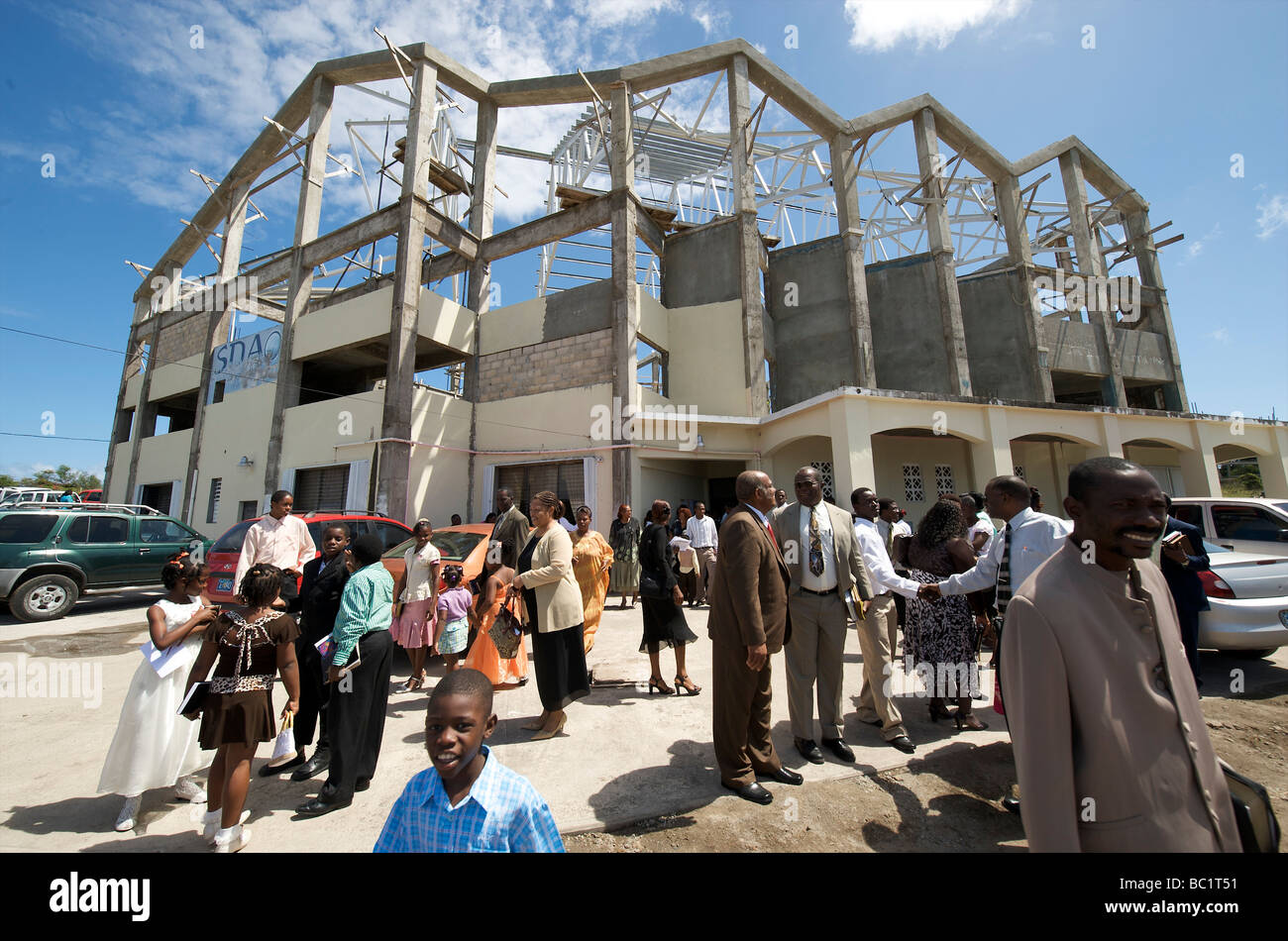 Saint Eustache Adventist Church construction d'un nouveau toit et plancher Banque D'Images