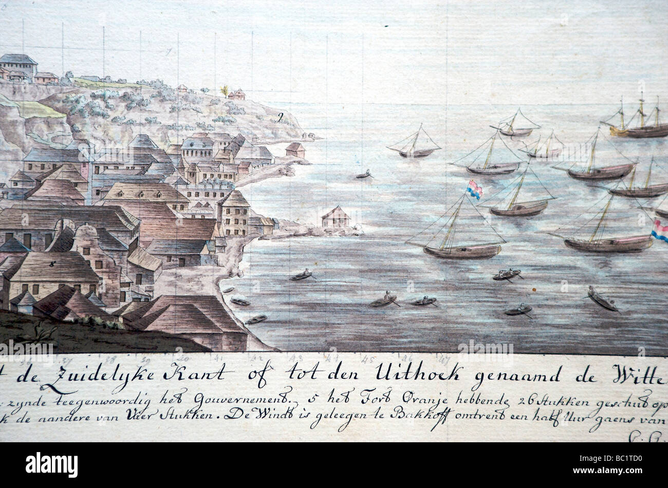 Les dessins historiques du port de colonial Santo Domingo Banque D'Images