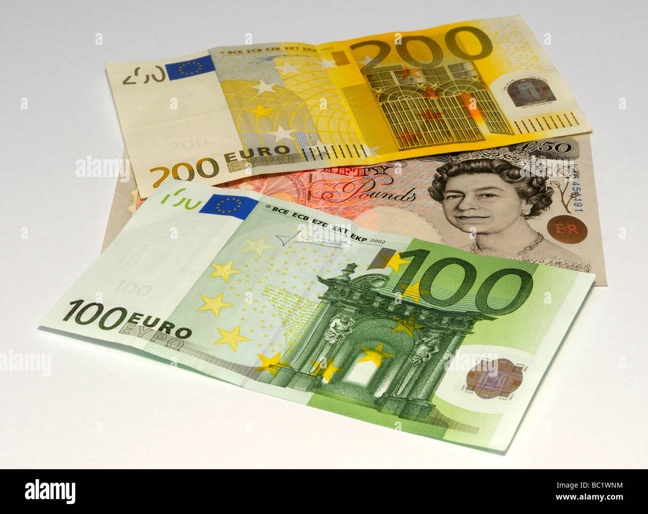 Euro et en billets de banque. Banque D'Images