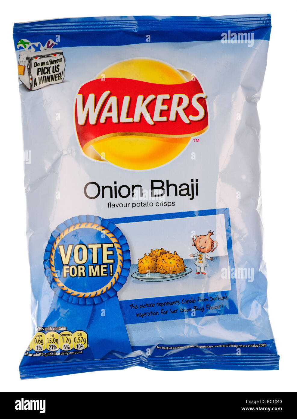 Paquet de chips Walkers Saveur Oignon Bhaji Banque D'Images