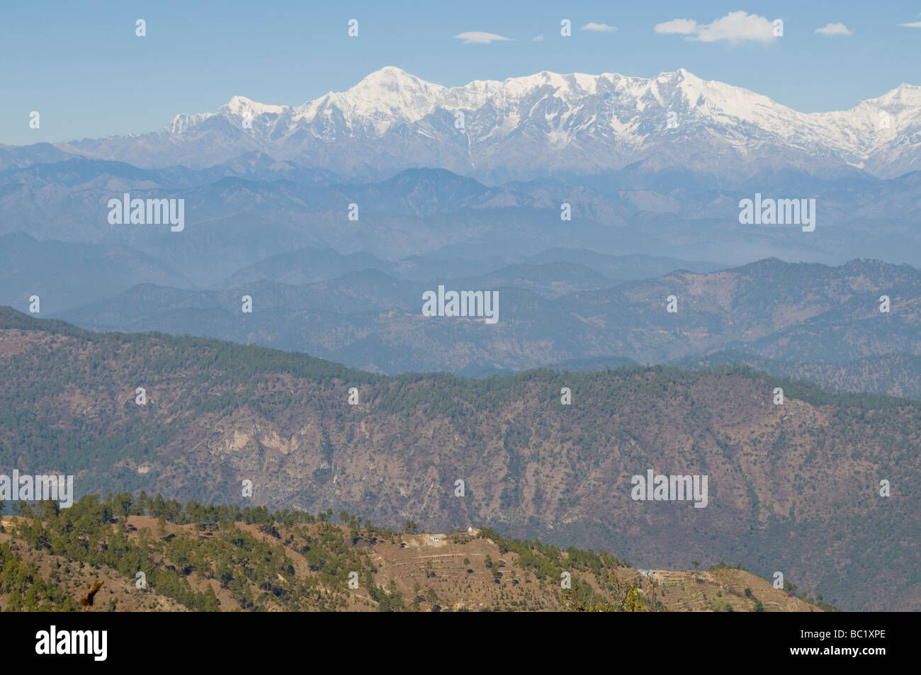 Pics de l'Himalaya indien, l'Uttaranchal, Inde du Nord, bordé par la Chine Banque D'Images