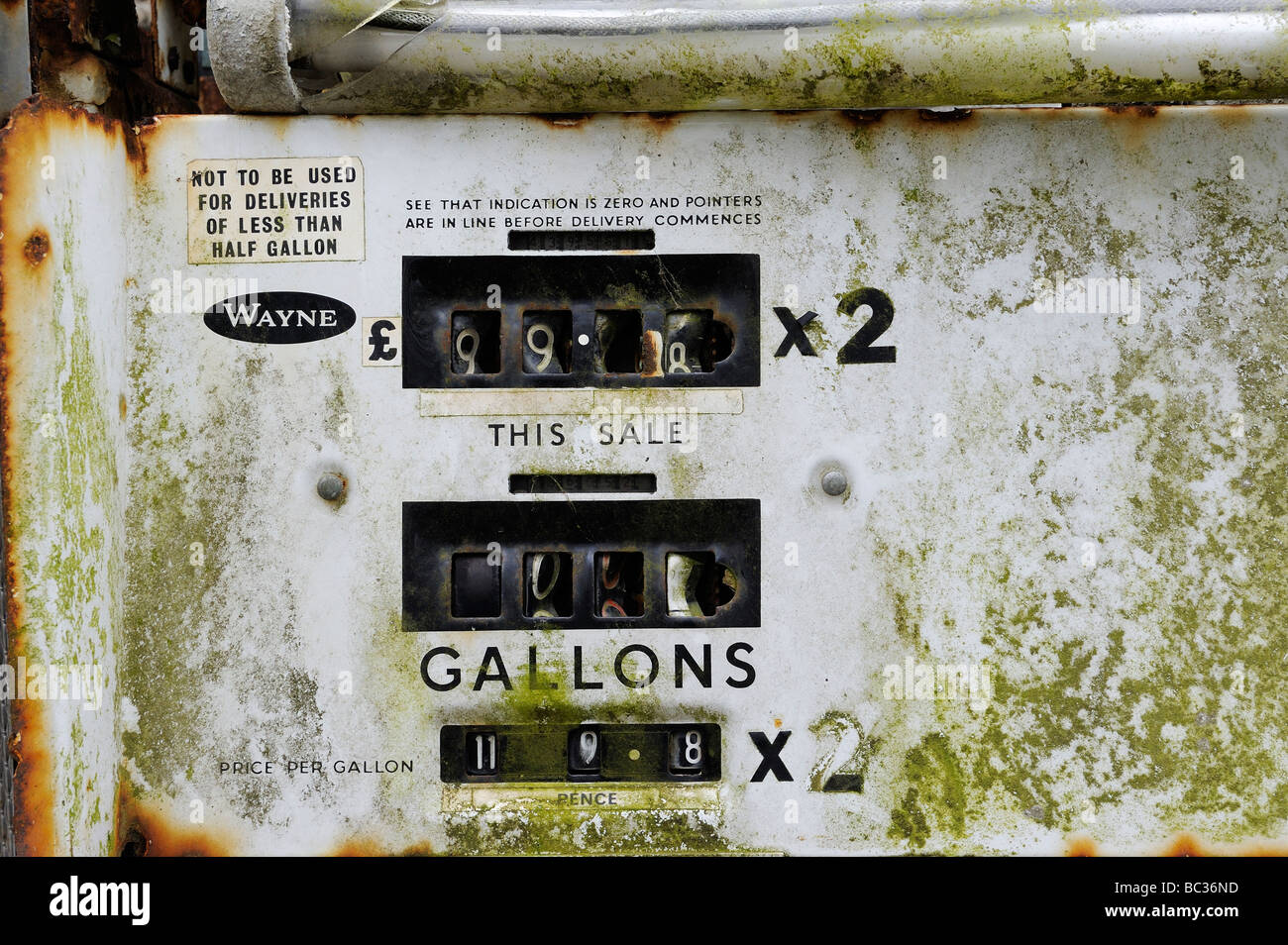 Close up detail d'une pompe à essence désaffectée Banque D'Images