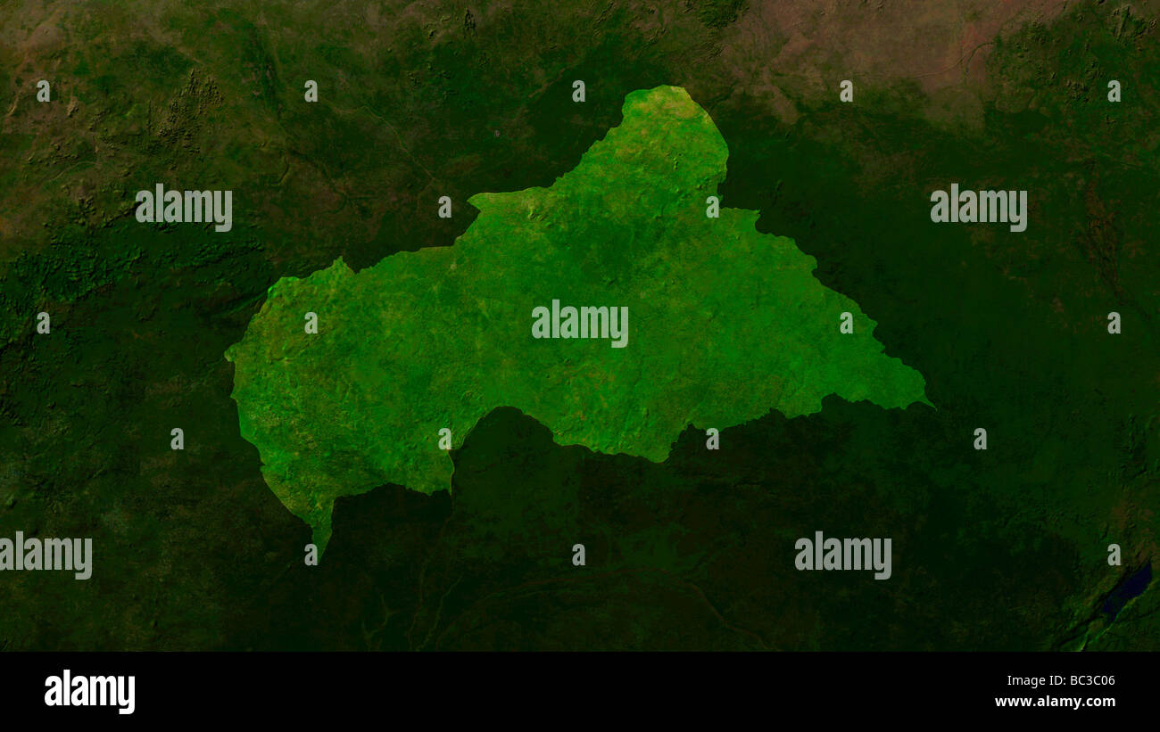 Image satellite de la république d'Afrique centrale avec les pays voisins s'assombrit Banque D'Images