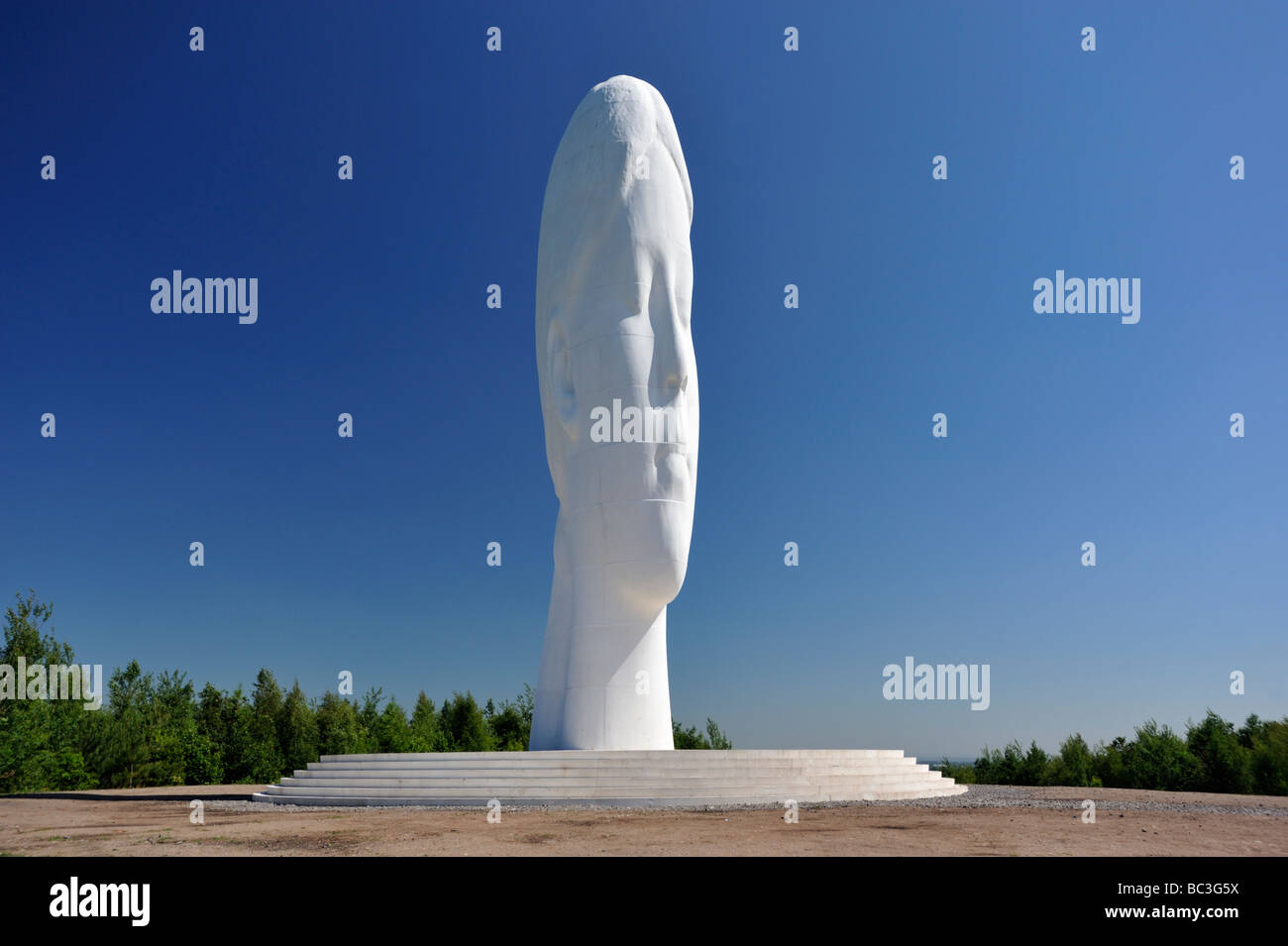 'Dream', une sculpture de Jaume Plensa. Sutton Manor, St.Helens, Merseyside, Angleterre, Royaume-Uni, Europe. Banque D'Images