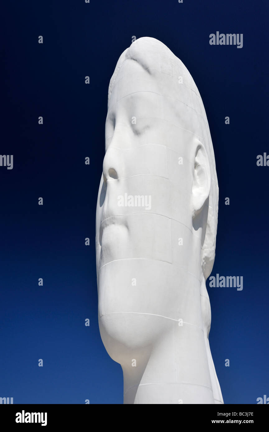 'Dream', (détail), une sculpture de Jaume Plensa. Sutton Manor, St.Helens, Merseyside, Angleterre, Royaume-Uni, Europe. Banque D'Images