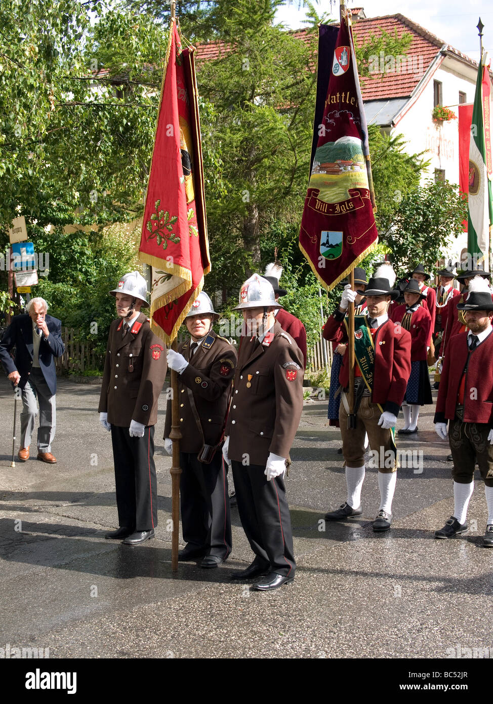 La traditionnelle procession du Saint-Sacrement qui a eu lieu le jeudi 11 juin 2009 au village de Vill près d'Innsbruck Banque D'Images