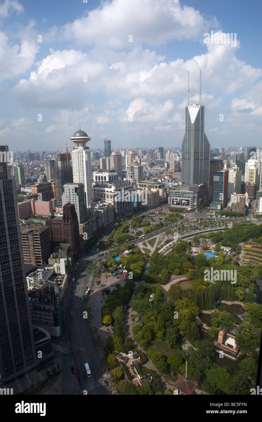 Une vue aérienne de la Place du Peuple à Shanghai, Chine Banque D'Images