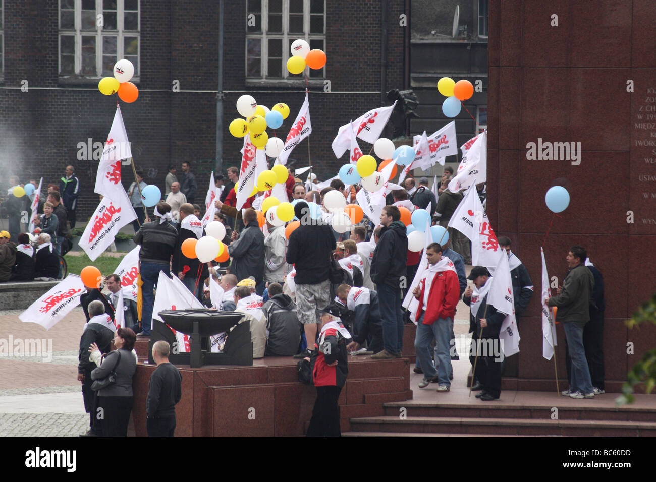 20e anniversaire de la première des élections libres en Pologne. Manifestation de solidarité à Katowice en Pologne. Banque D'Images