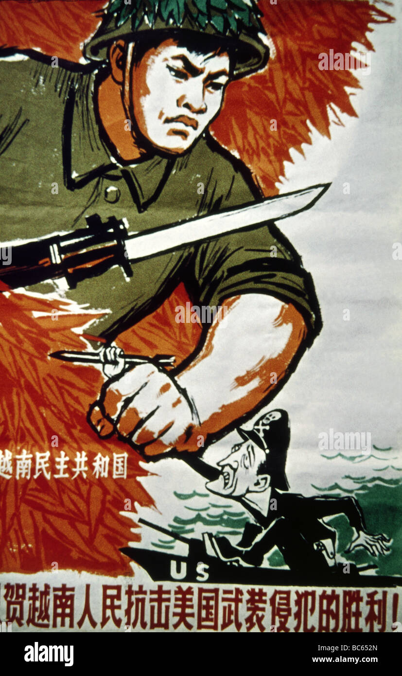 Géographie / voyages, Chine, politique, affiche de propagande pour l'Armée vietnamienne du Nord dans la lutte contre les Etats-Unis d'Amérique, début des années 1970, Banque D'Images
