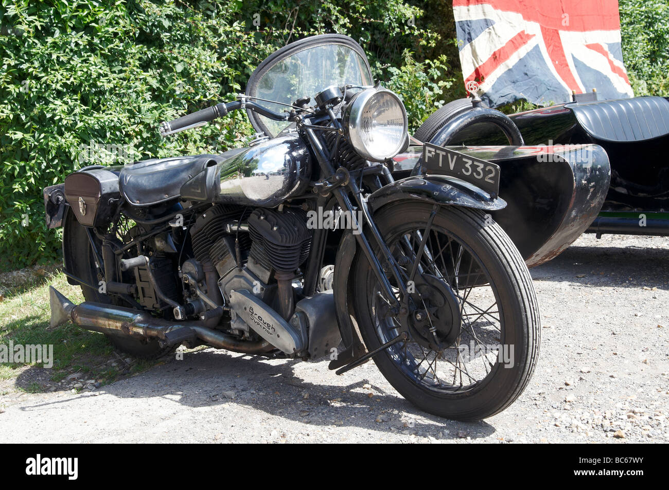 Brough Superior combinaison moto et side-car Banque D'Images