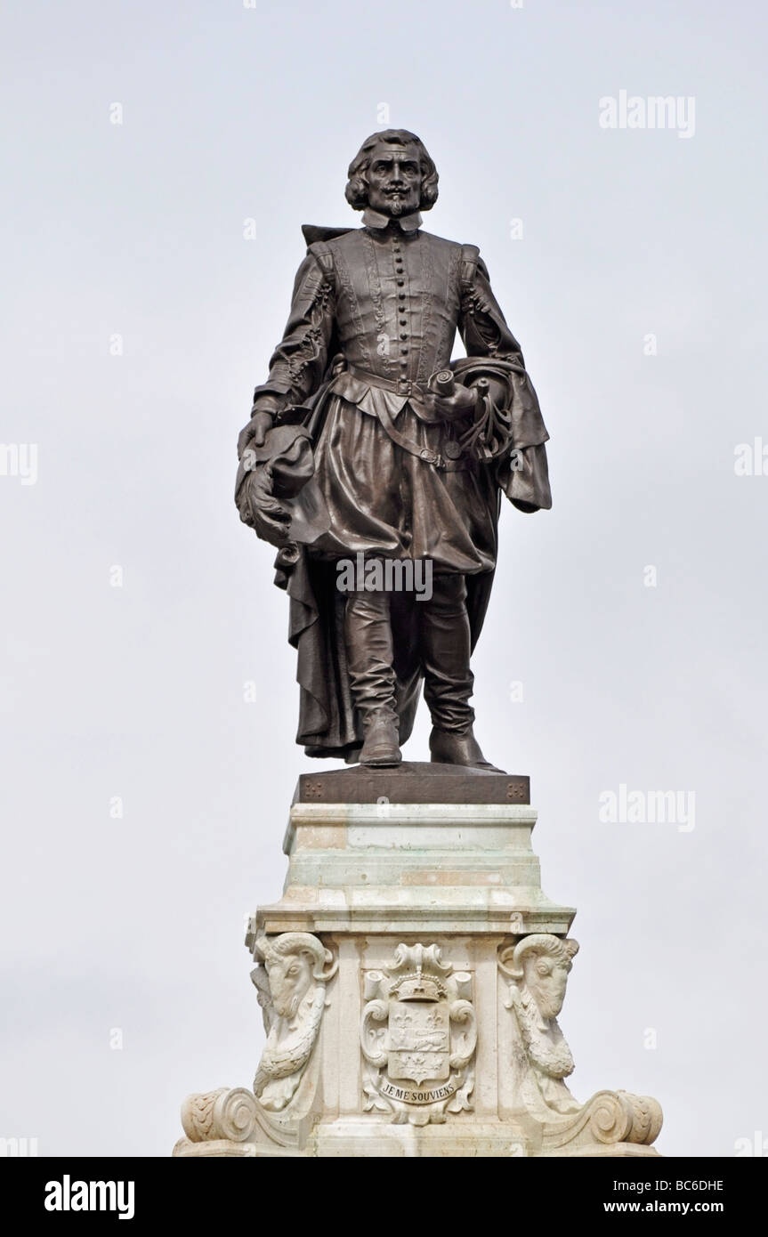 Statue de Samuel de Champlain, dans la vieille ville de Québec, Canada Banque D'Images