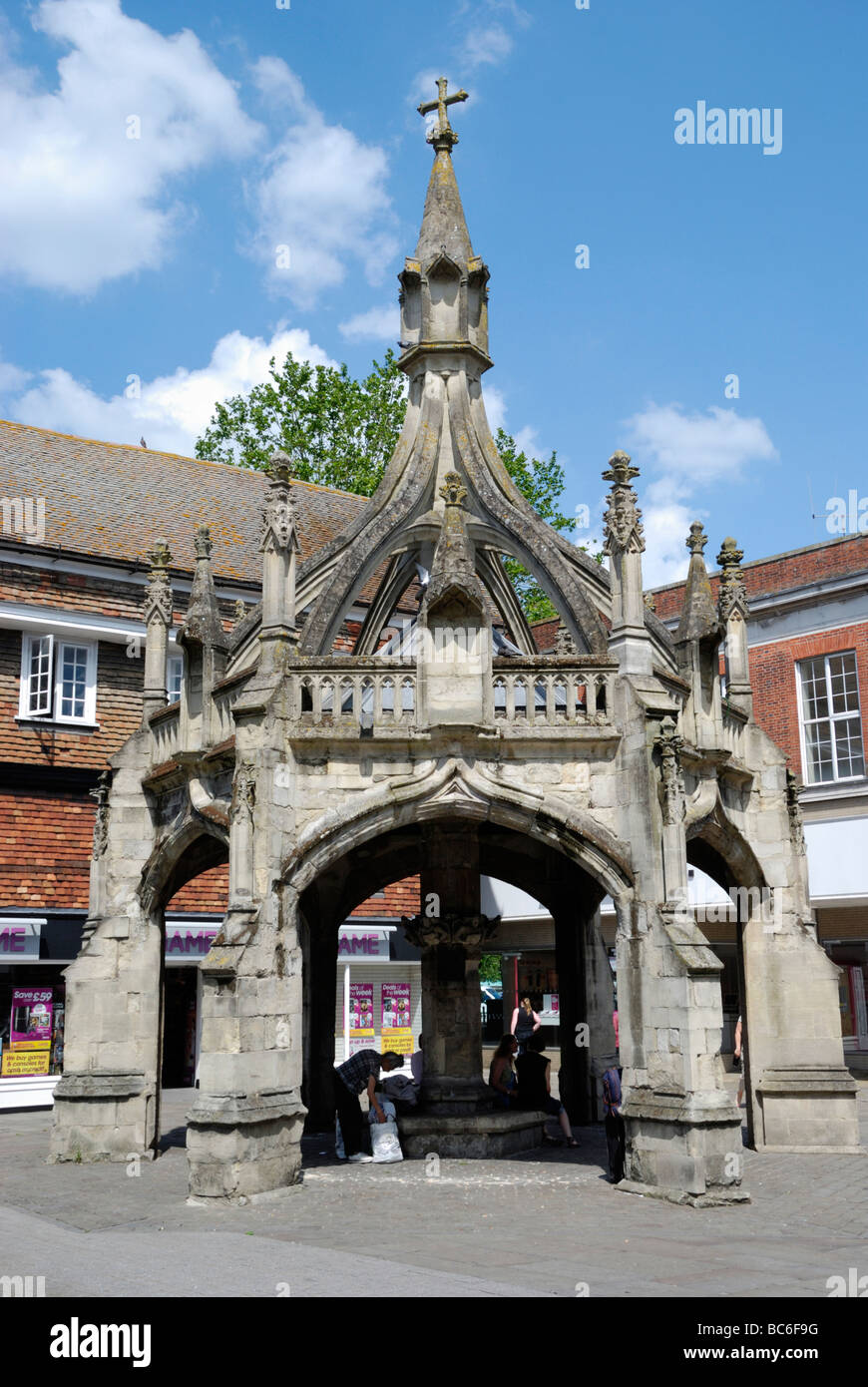 Marché de la volaille contre Salisbury Wiltshire Angleterre Banque D'Images