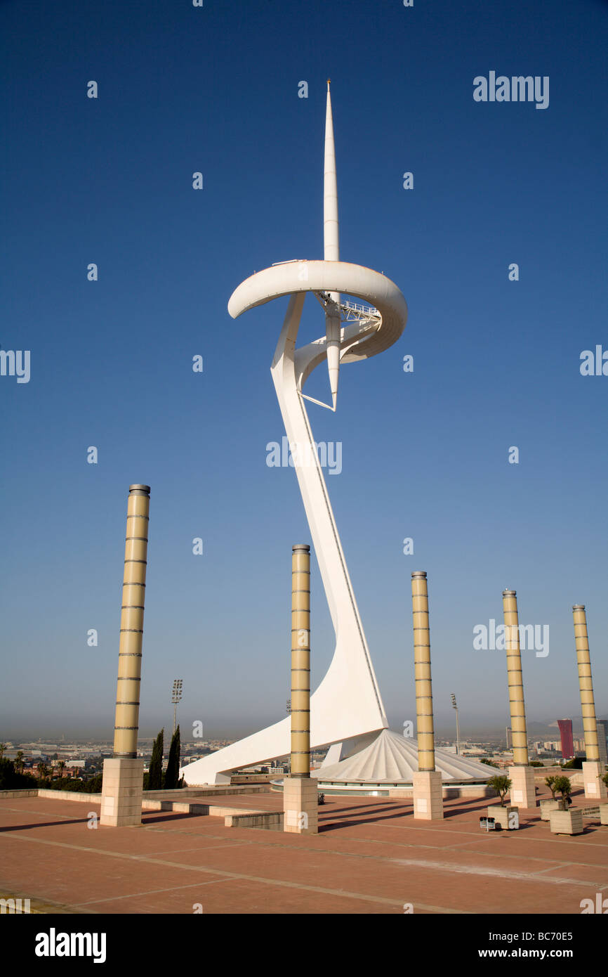 Barcelone - Torre Calatrava - parc de Montjuic Banque D'Images