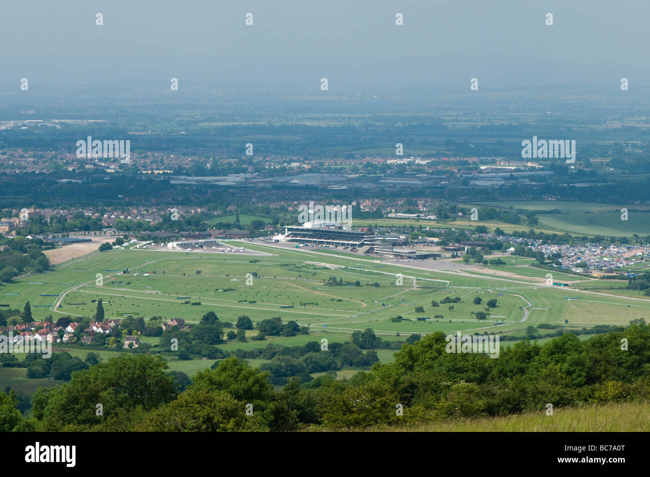 L'hippodrome de Cheltenham vue de Cleeve Common Banque D'Images
