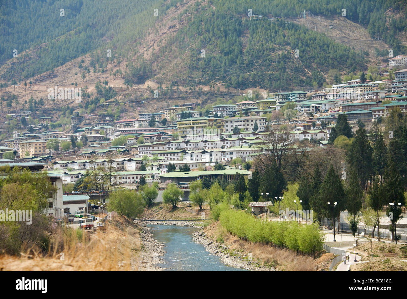 Vue générale de Thimphu, Bhoutan, Asie Banque D'Images